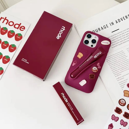 Luxury Aesthetic Rhode Lip Balm Design Matte Silicone Shockproof Phone Case All Matching Color Protective Case For iPhone Series