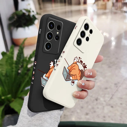 Working Cats Phone Case For Samsung Galaxy S25 S24 S23 S22 S21 S20 S10 S10E Ultra Plus FE Note 20 Ultra Plus Cover