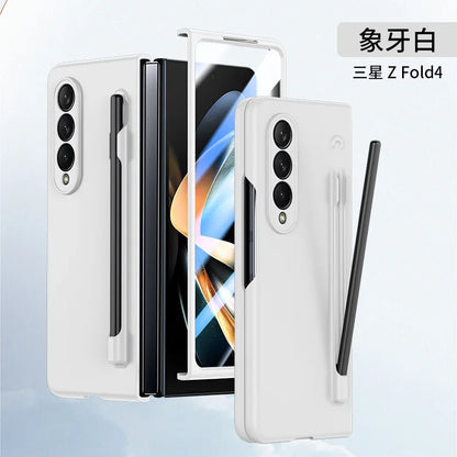 With Pen Slot Skin Feel Phone Case for Samsung Z Fold 8 Ultra 7 6 5 4 3 Hard PC Shockproof Protection Cover for Galaxy Fold8Wide
