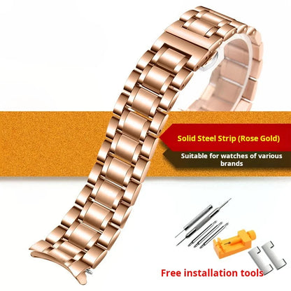 Curved Solid stainless steel strap men women Universal Metal chain 18 19 20mm 21mm 22mm 23mm 24mm rose gold watch band bracelet