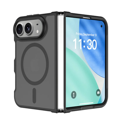 Luxury Matte Magnetic Charge Phone Case For iPhone Duo For Magsafe Skin Feel Translucent Shockproof Fold Cover Funda