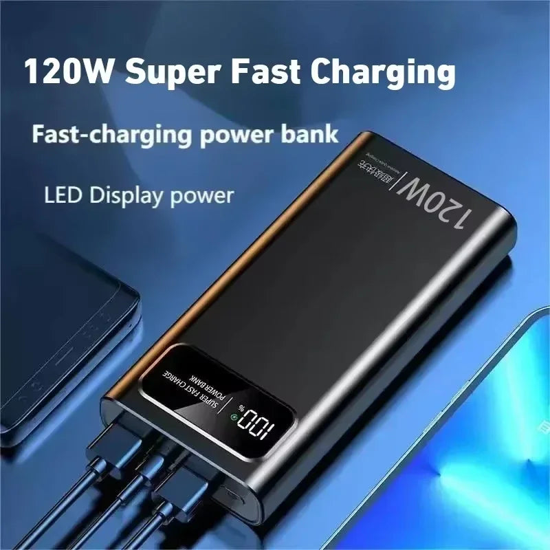 Lenovo CCC 500000mAh 120W Power Bank For Xiaomi Large Capacity Super Fast Charging Battery Digital Display Power Bank For iPhone