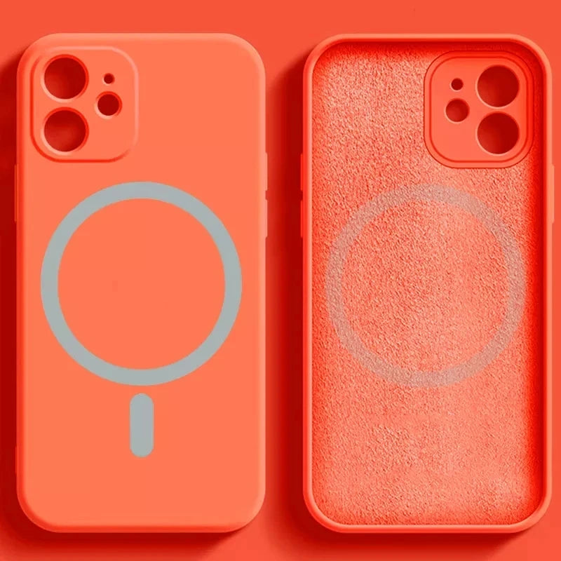 For Apple Magnetism Cover Original Liquid Silicone Magsafe Case Iphone 14 13 12 Mini 11 Pro Max X Xs Xr 7 8 Plus Se 202 Flocking