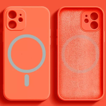 For Apple Magnetism Cover Original Liquid Silicone Magsafe Case Iphone 14 13 12 Mini 11 Pro Max X Xs Xr 7 8 Plus Se 202 Flocking