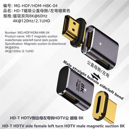 8K HDMI-compatible 2.1 Cable Connector Adapter 270 90 Degree Angle 2 Pieces Male To Female Converters Cable Adaptor Extender 3D