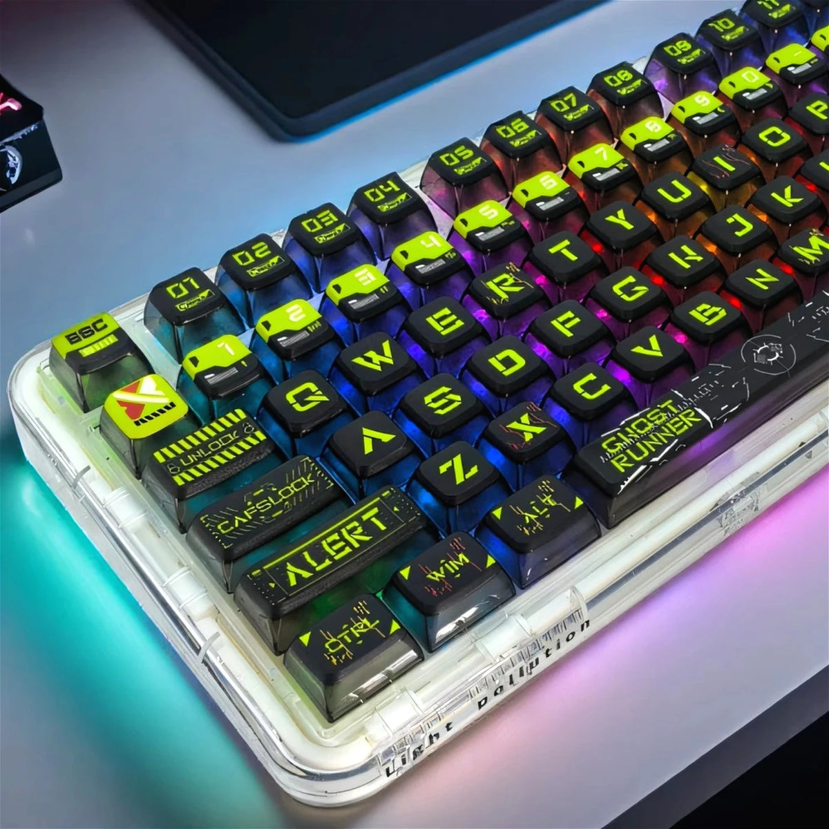 RGB Transparent, Ghost Walker SA Keycap PBT+PC 125 Key Bottom Transparent, Customized for 60/84/98/108 Mechanical Keyboard