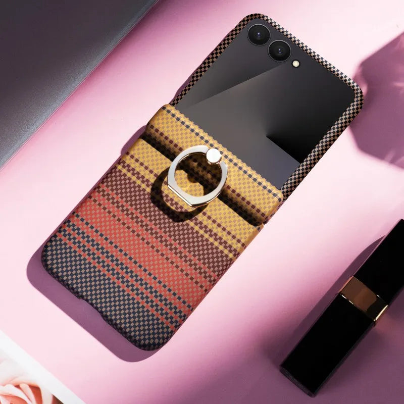 Rainbow Case For Samsung Galaxy Z Flip 7 8 5G ZFlip7 8 Glass Film Hinged Ring Holder Fold Shockproof Luxury Hard Plastic Cover