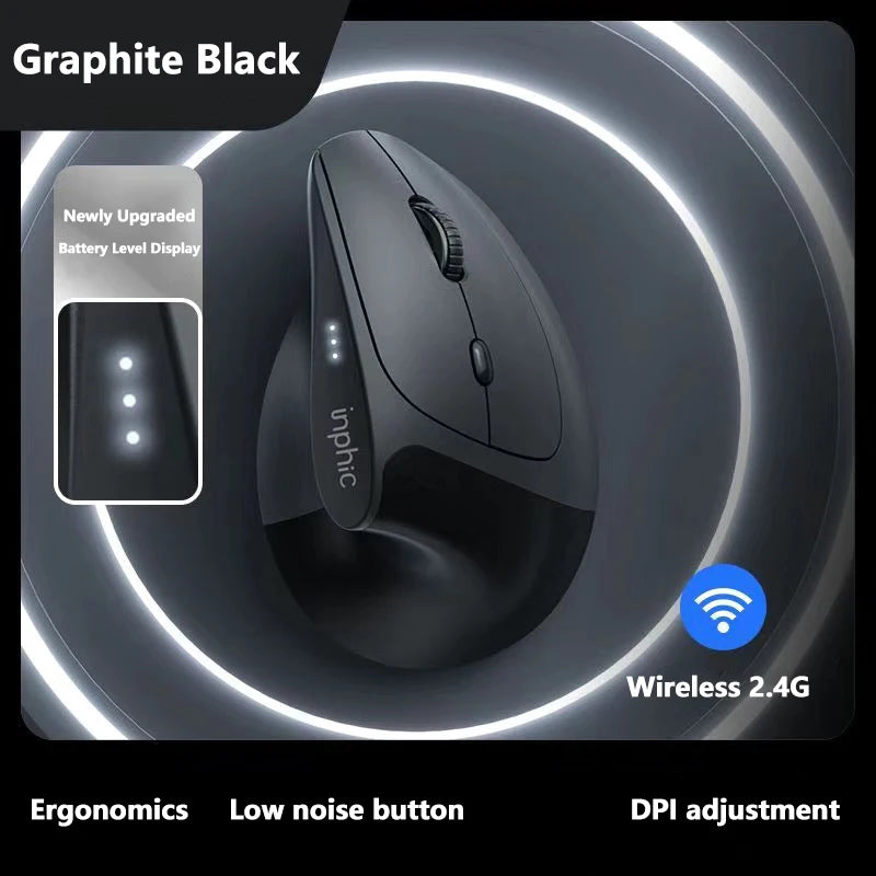Inphic X9 PRO Vertical Wireless Mouse Type-C Fast Charging Ergonomic Silent Office Mouse For Laptop PC Computer Gaming Mouse