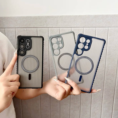 Translucent Magnetic Case For Samsung Galaxy S25 Ultra S24 S23 S22 Ultra Plus S21 S20 FE A17 A56 A36 A55 A35 Lens Protect Cover