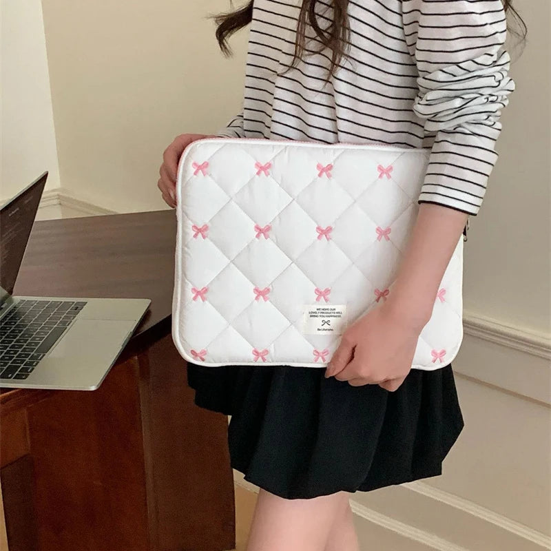 Cute Bow Graphic Laptop Bag Tablet Sleeve Case 11 13.3 14 15.6 Inch For Macbook Air 13 Pro Xiaomi Lenovo Dell Notebook Soft Case