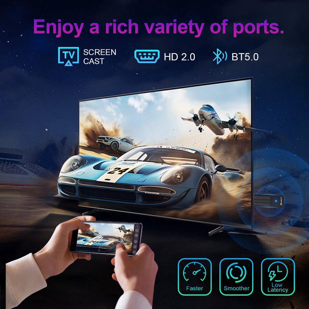 WESOPRO Android 14 TV Stick G2 Lite Smart IPTV Media Player 1GB RAM 8GB ROM Dual-band 2.4GHz/5.0GHz Wifi6 4K 30fps Fire Mi Stick