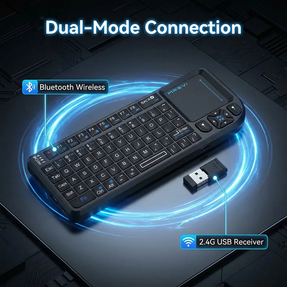 MRSVI Mini Bluetooth Keyboard,Backlit 2.4GHz Korean Wireless Keyboard with Touchpad Android TV Box,Mac,Laptop,Windows