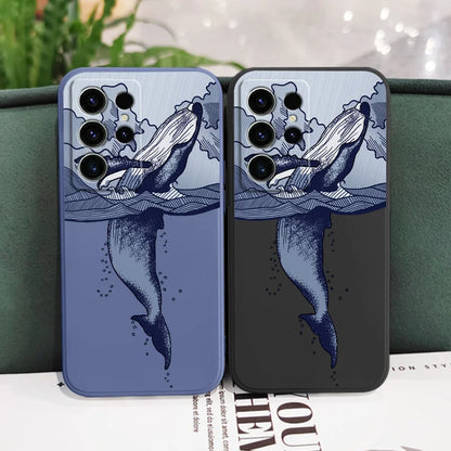 Whale Jumping Phone Case For Samsung Galaxy S25FE  S24 S23 S22 S21 S20 S10 S10E S9 Ultra Plus FE Note 20 Ultra 10 9 Plus Cover