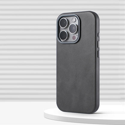 Luxury Business Retro Leather Magnetic Case For iPhone 17 Pro Max 16 Plus 15 14 13 MagSafe Alloy Lens Wireless Charging Cover