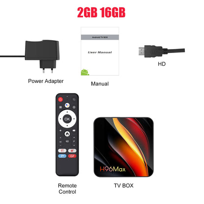 H96 MAX H313 Smart TV Box Android 14 TV Box 4K@60fps 100M/LAN Dual Wifi6 BT5.0 Google Voice Assistant Media Player Set Top Box