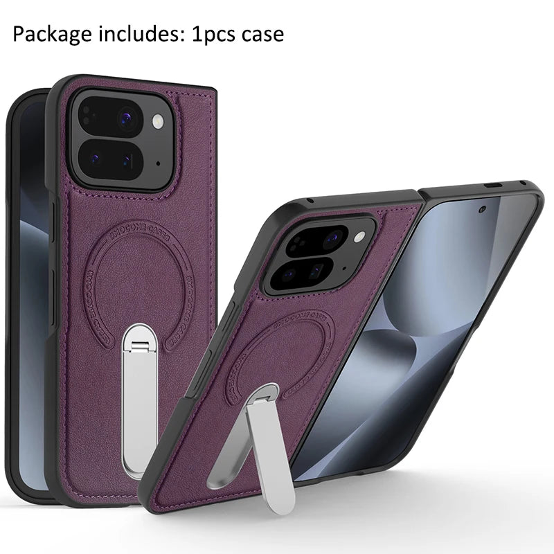 Magnets Magnetic For Magsafe PU Leather Case For Google Pixel 10 Pro Fold Wireless Charging Shell