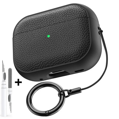 For AirPods 5/4/Pro 3 Leather Pattern TPU Earphone Accessories Full Protective Case with Keychain for AirPods 5/4/Pro 3/Pro 2