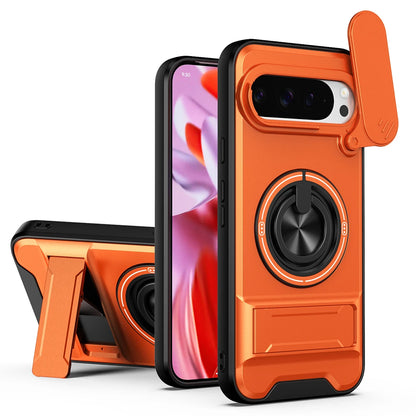 KEYSION Magnetic Phone Case for Google Pixel 9 10 Pro XL 8 7 Pro Slide Camera Protection Upright Stand 360°Ring Shockproof Cover