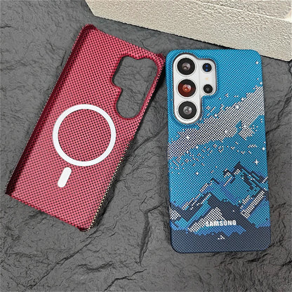 For Magsafe Carbon Fiber Case For Samsung Galaxy S26 S25 S24 S23 S22 Ultra Plus S25FE A 57 56 55 17 16 15 Magnetic Charge Cover