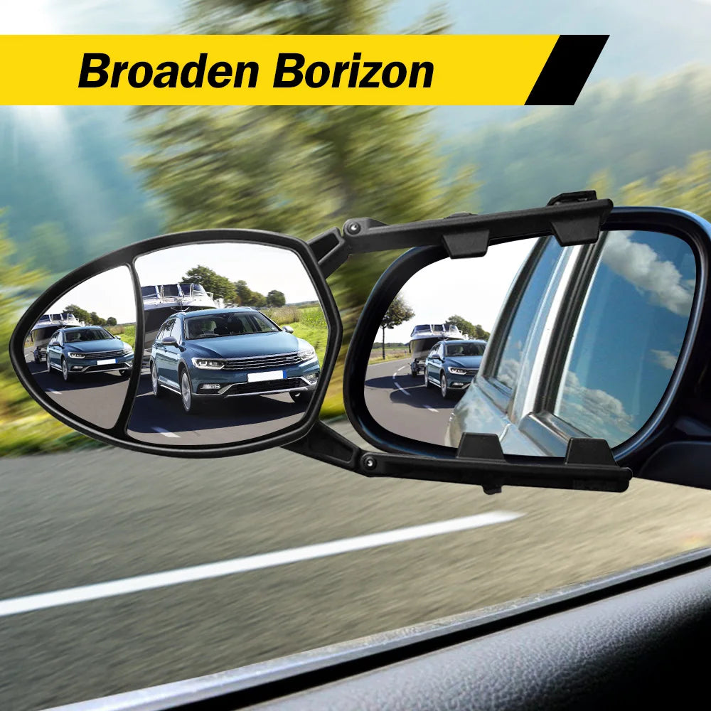 Caravan Trailer Towing Mirror Extension Tow Mirror Adjustable Strap Convex Side Rear View Mirrors Universal