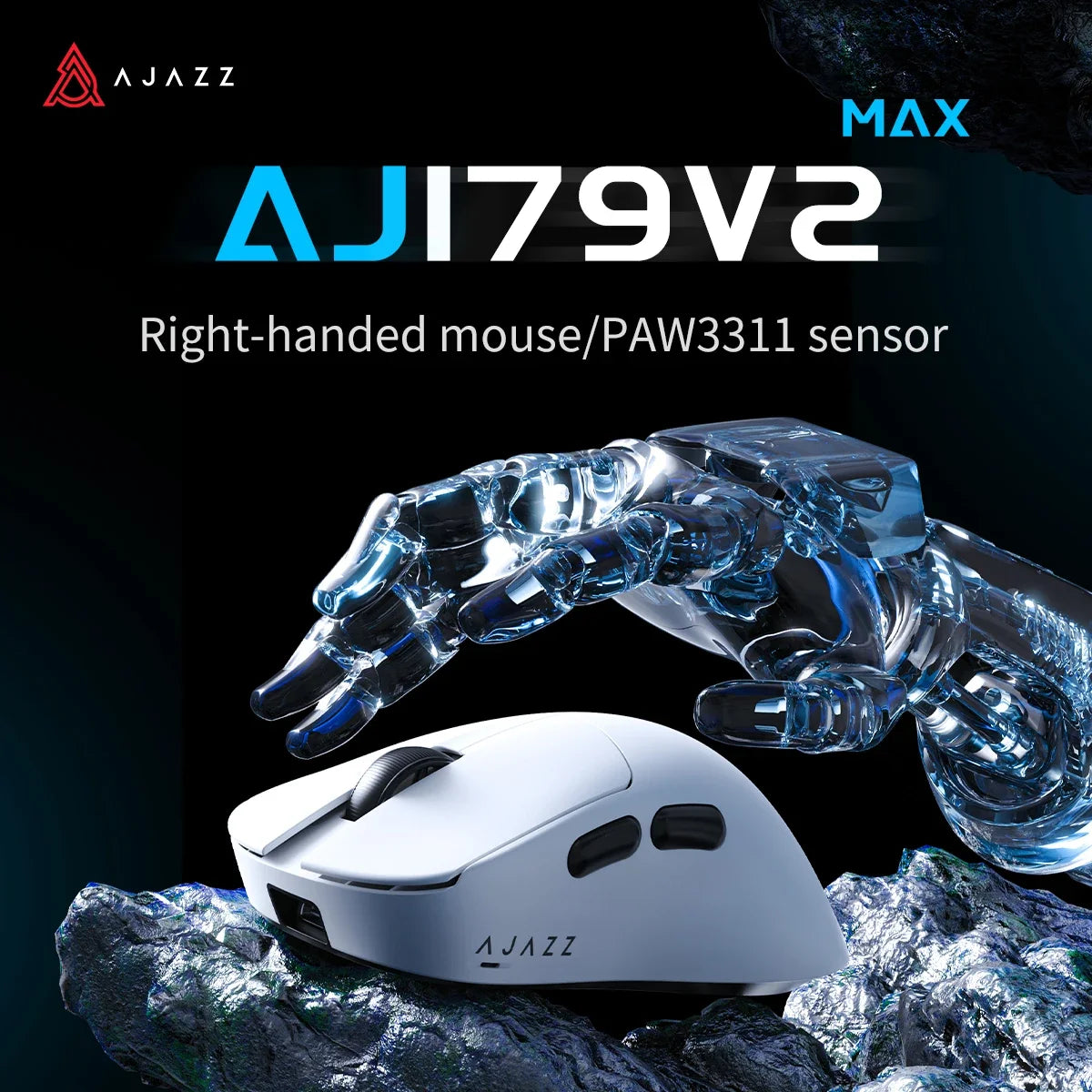 AJAZZ AJ179 V2/MAX Wireless Gaming Mouse 3 Model With Magnetic Attraction Charging Base PAW3311 Sensor 12000 DPI For PC Laptop