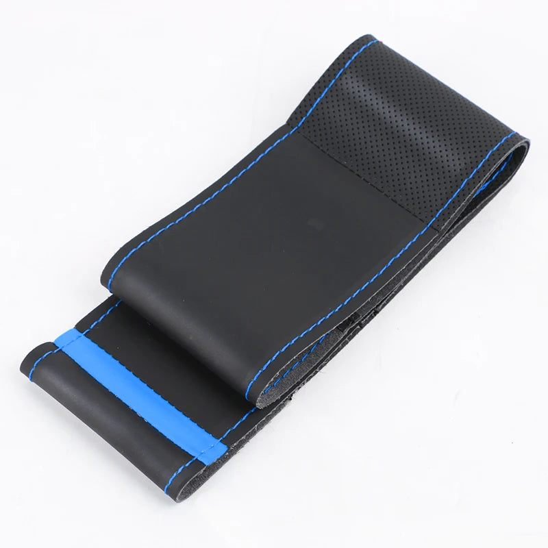 Universal 38cm Hand-Sewn Car Steering Wheel Cover Microfiber Leather Soft Wear-Resistant with Needles Thread Steering Wheel Skin