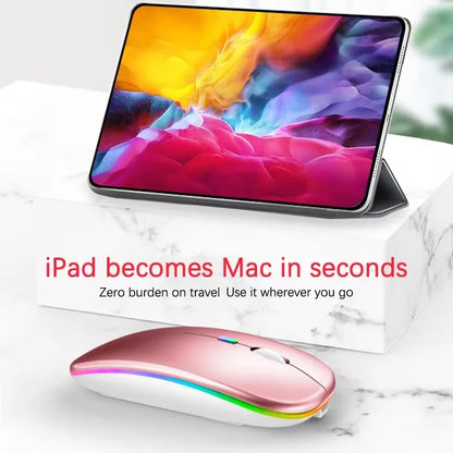 Rechargeable Bluetooth-compatible Wireless Mouse with 2.4G USB RGB Mouse for Computer Laptop Tablet PC Macbook Gaming Mouse Game