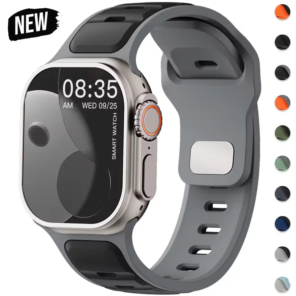 For Iwatch Series 11 10 9 8 7 6 5 4 SE3 Ultra 3/2 Silicone Strap Sports Band for Apple Watch 49mm 46mm 45mm 44mm 42mm 41mm 40mm