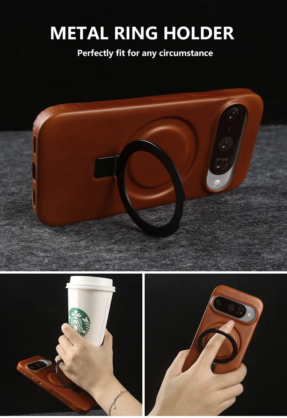 Luxury Magnetic Bracket Holder Genuine Leather Case For Google Pixel 10 Pro XL Pixel10 8A 9Pro 7A 6A 5A Full Wrapped Back Cover