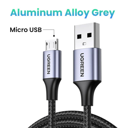 UGREEN USB-A To Micro USB Cable 2A Charger Fast Charging Data Braided Wire Android Mobile Phone Cable 25cm 50cm 1m 2m Short Long