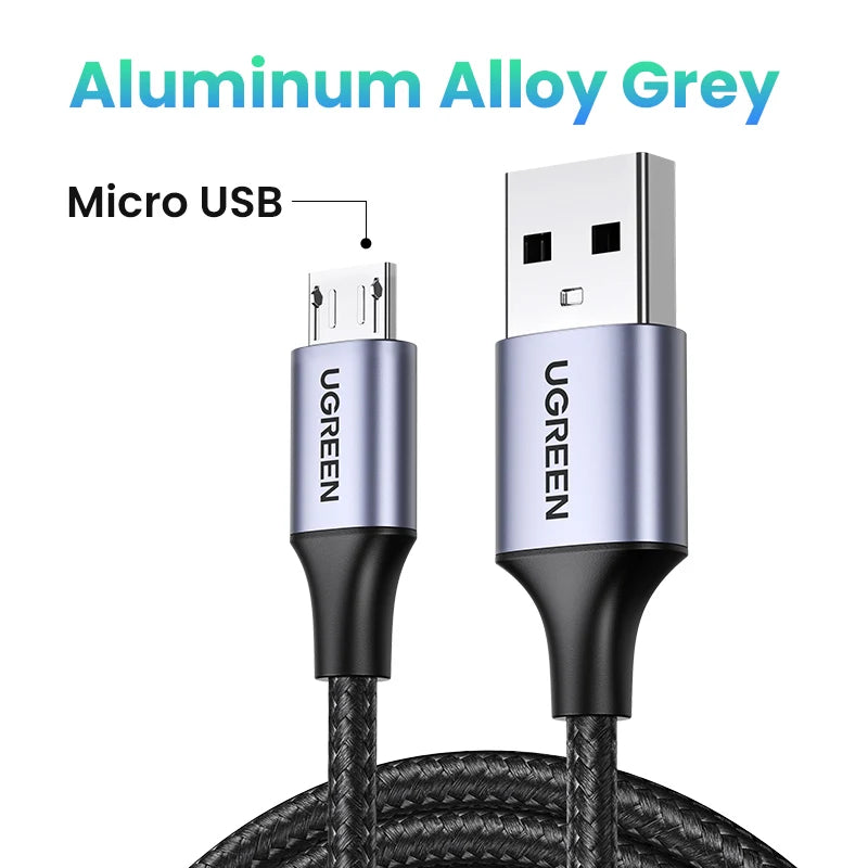 UGREEN USB-A To Micro USB Cable 2A Charger Fast Charging Data Braided Wire Android Mobile Phone Cable 25cm 50cm 1m 2m Short Long