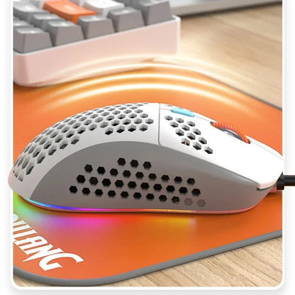 Free Wolf M8 Optical Adjustable RGB Gaming Mouse Customized PC Notebook Wired Macro Colorblocking Lightweight E-sports Ergonomic