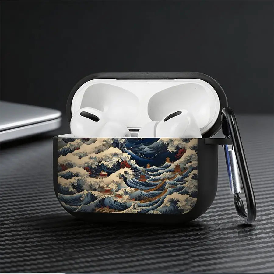 Wave Pavilion Sun Earphone Cases Cover With Hook Case For Airpods 5 Pro2 2 4 1 3 Pro3 Pro