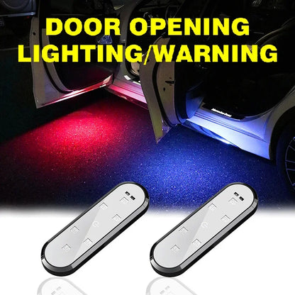 1/2Pcs Car LED Door Lights Welcome Light Magnetic Control Auto Open Door Safe Emergency Signal Lamp Car Decoration Light