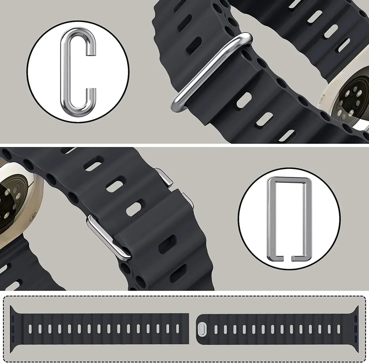 Ocean Silicone strap For Apple Watch Ultra 4 3 2 1 Band 49mm 12 11 10 9 8 7 46mm 45mm 41mm band iWatch 6 5 4 SE3 44mm 40mm 42mm