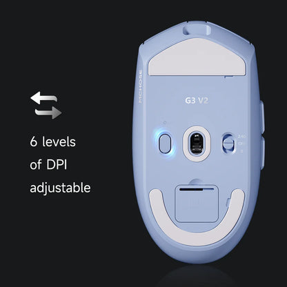 MCHOSE G3 V2 Wireless Gaming Mouse PAW 3395 Sensor Tri-mode 800mAh All-Around Grip Omron Mechanical Switches TTC Silver Wheel