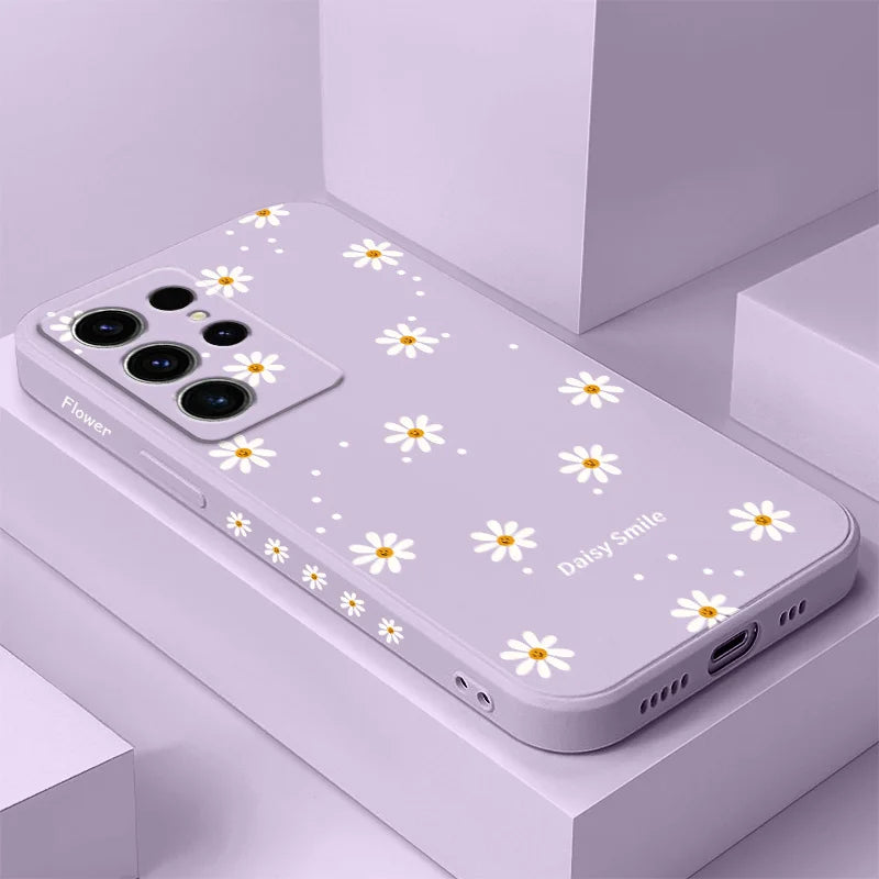 Smiling Daisy Phone Case For Samsung Galaxy S25 S24 S23 S22 S21 S20 S10 S10E Ultra Plus FE Note 20 Ultra Plus Cover