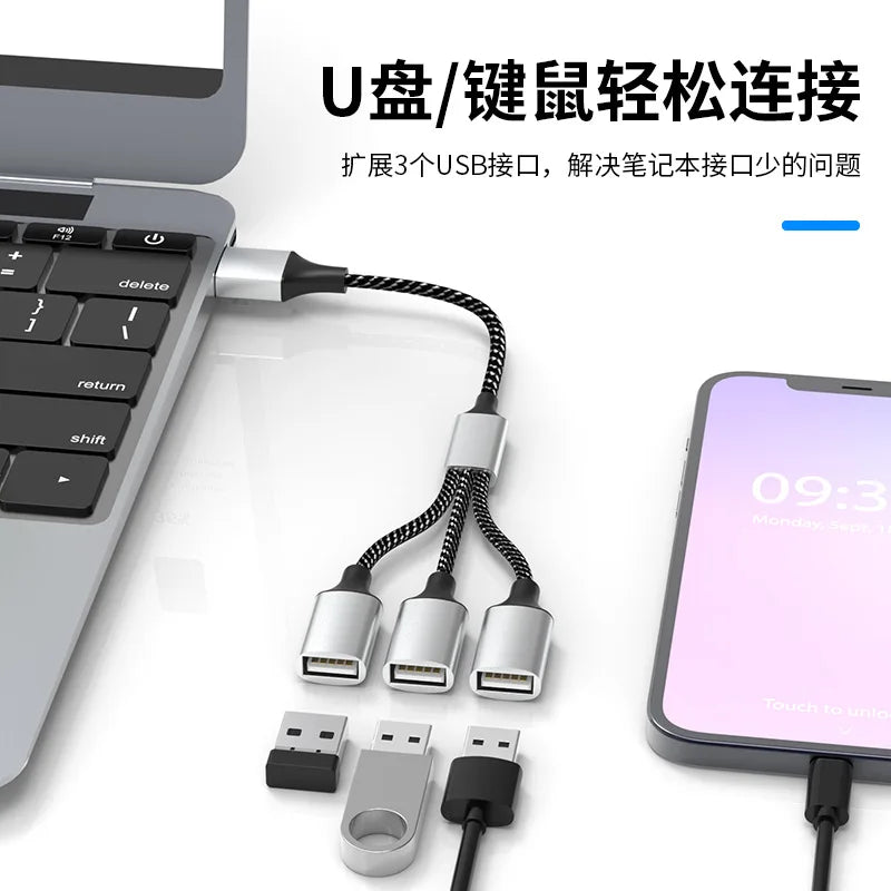 USB Type C Hub Extensions 4 Port USB Cable Splitter OTG High Speed Transfer Adapter Portable Converter For PC Laptop Macbook Pro