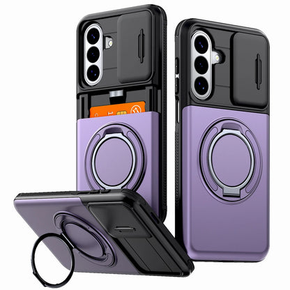 Shockproof Armor Case For Samsung Galaxy A57 A37 A17 A27 A56 A36 A26 A16 A55 A15 5G 4G S26 S25 S24 FE Plus Card Slot Stand Cover