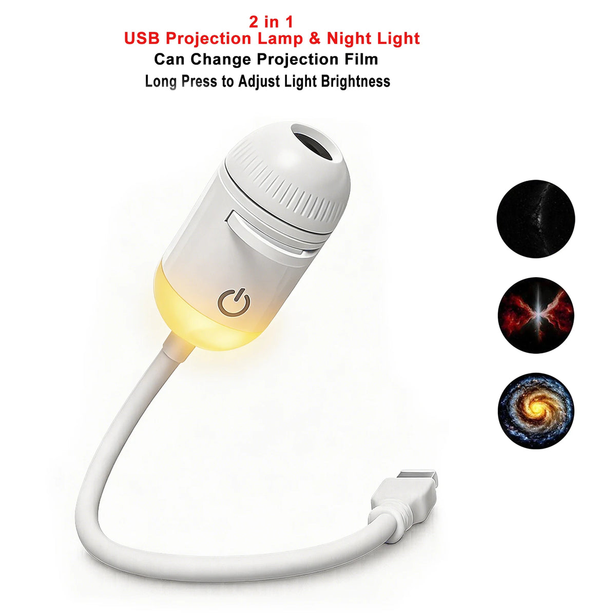 USB Galaxy Projector Light Car Roof Ambient Light Adjustable Focus Car Atmosphere Projection Lamp Romantic Room Star Night Light