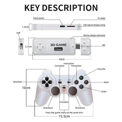 Y6 Retro Game Console 4K 60fps HDMI Output Low Latency GD10 TV Game Stick Dual Handle Portable Home Game Console Kid Gift