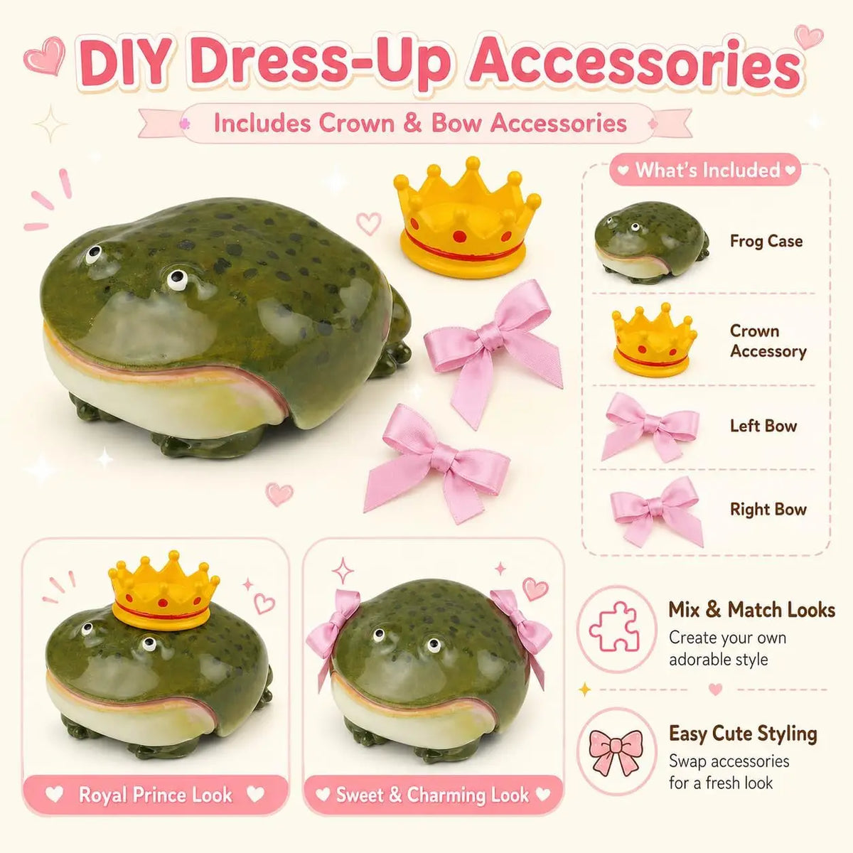 Funny Frog Shaped Case for AirPods 4, Hard Resin 3D Toad Earbuds Cover, Scratchproof Protective Shell with Novel Design