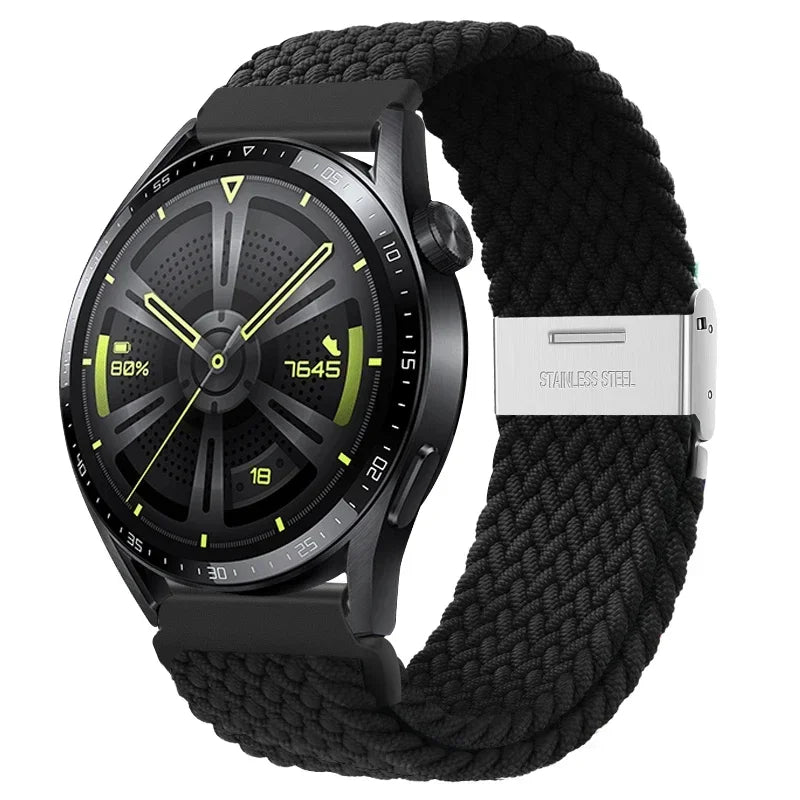 20 22mm Strap for Samsung Galaxy Watch 7 6 5 4 Band 40/44mm 5Pro Active 2 Gear S3 Braided Elastic Bracelet for Huawei GT2/3 4Pro