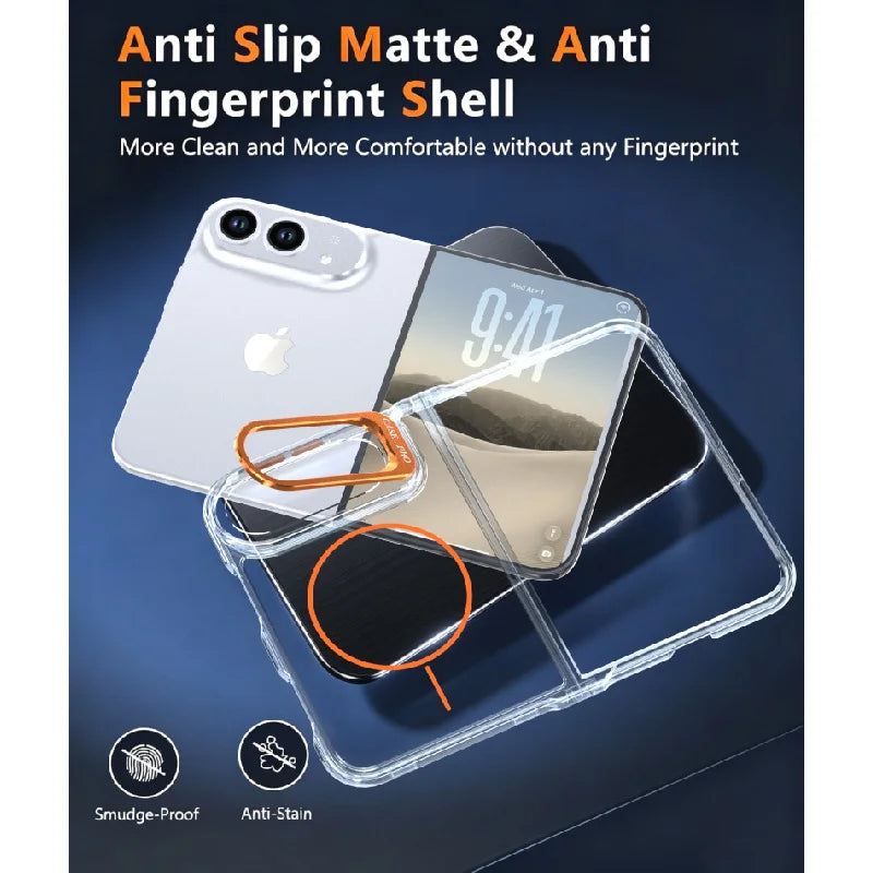 Luxurious Original Skin Clear Lens Holder Magnetic Phone Case For IPhone Duo For Magsafe All-round Anti Drop Protective Cover