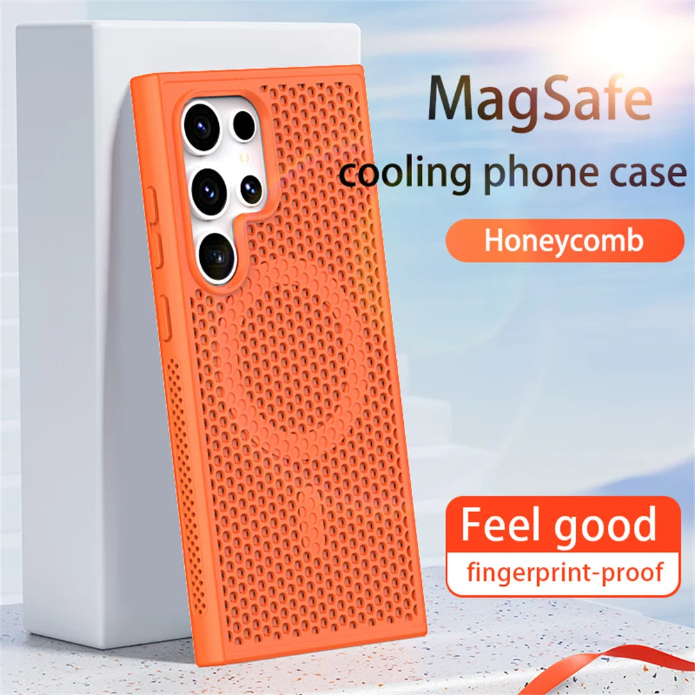 Silicone Honeycomb Cooling Magnetic Case For Samsung Galaxy S26 S25 S24 S23 Ultra S22 Plus PFor Magsafe Heat Dissipation Cover