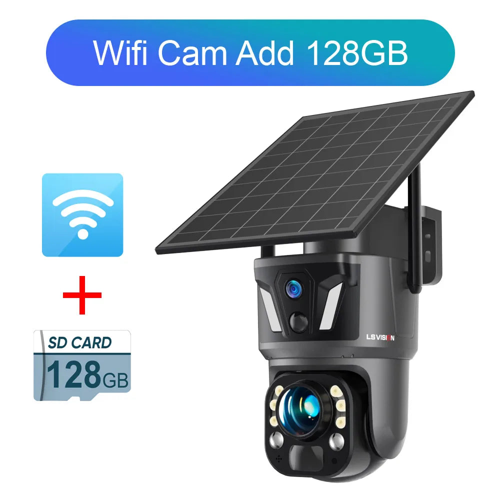 LS VISION 4K 99X Optical Zoom 4G Solar Camera Outdoor WiFi PTZ Dual Screen Dual PIR Detection Auto Tracking CCTV Camera Ubox App