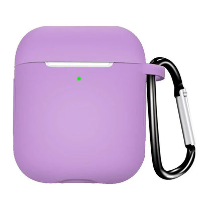 Silicone Earphone Case for AirPods 1/2 Gen Cover Case Wirless Headphones Skin-friendly Earbuds Case with Hook iPhone Case Bag