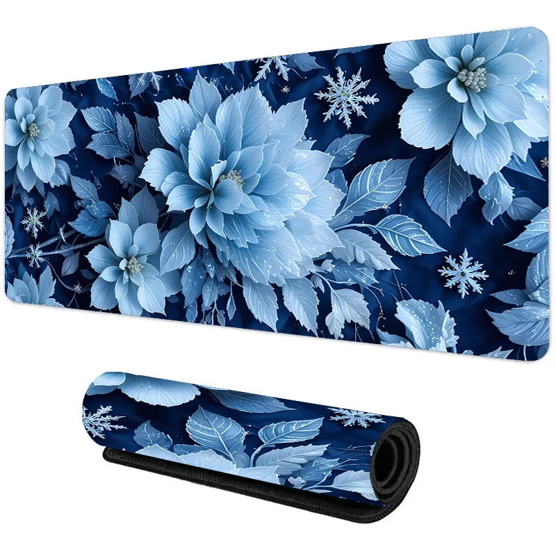 Botanical Green Floral Plant Mouse Pad Large Desk Pad Non-Slip Gaming accessories Mouse Mat Stitched Edges for Office and Home