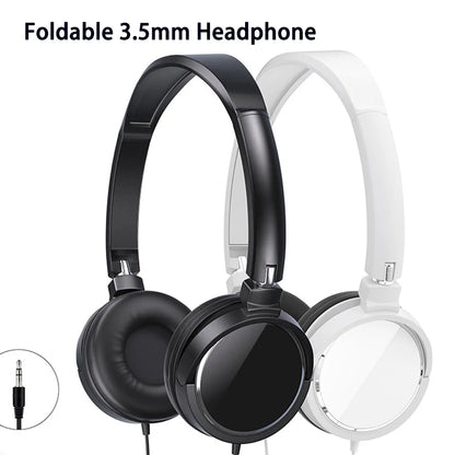 Foldable Noise Canceling Sport Wired Earphones Universal 3.5mm Over Ear Headphone HiFi Stereo Sound Portable Music Game Headset