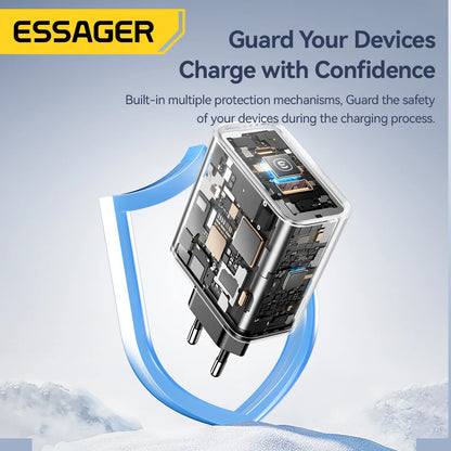 Essager 65W GaN Charger QC 4.0 PD 3.0 Type C USB Charger for iPhone 15 14 13 Pro Max Samsung Xiaomi MacBook Laptop Fast Chagers